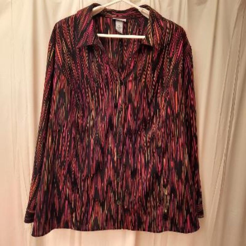 Catherines Black & Neon Print Blouse 3X